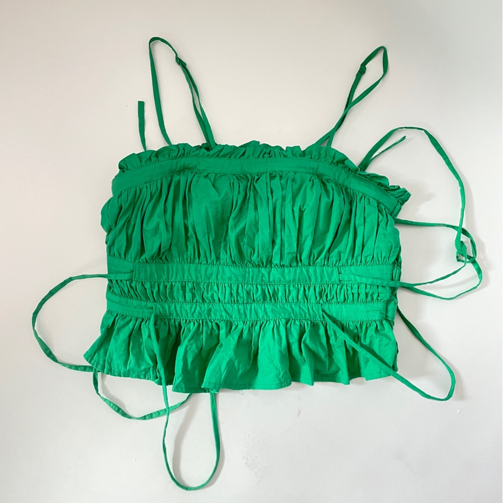 FREE PEOPLE Green Cropped Tank Top